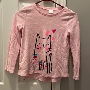Girls Pink Cat Shirt